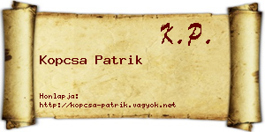 Kopcsa Patrik névjegykártya